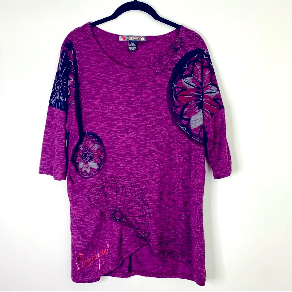 Desigual Indigo Printed Logo Blouse